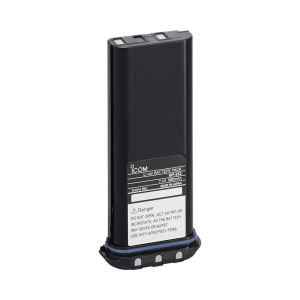 Icom BP-252 7.2V 1050mAh lithium-ion battery pack with IP57 protection when installed in a compatible transceiver.