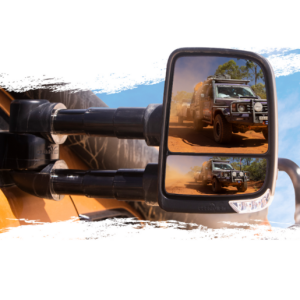 Clearview Next Gen CVNG-IU-DX20-HFSIEB black towing mirrors with 180mm telescopic extension, flat upper mirrors and convex lower mirrors for improved rear visibility.