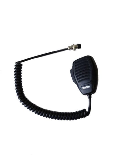 Uniden MK677 MK089 6-pin push-to-talk replacement microphone with coiled cord for UH089NB, UH090, UH095, UH5040 and UH5050 fixed-mount UHF CB radios.