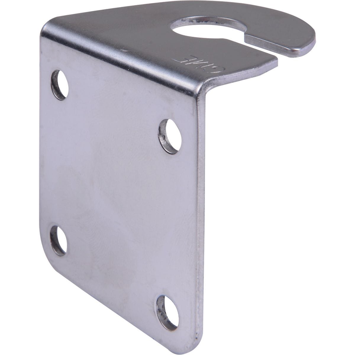GME MB415SS 2.5mm stainless steel L-shaped antenna mounting bracket with cable slot for UHF CB radio installations.