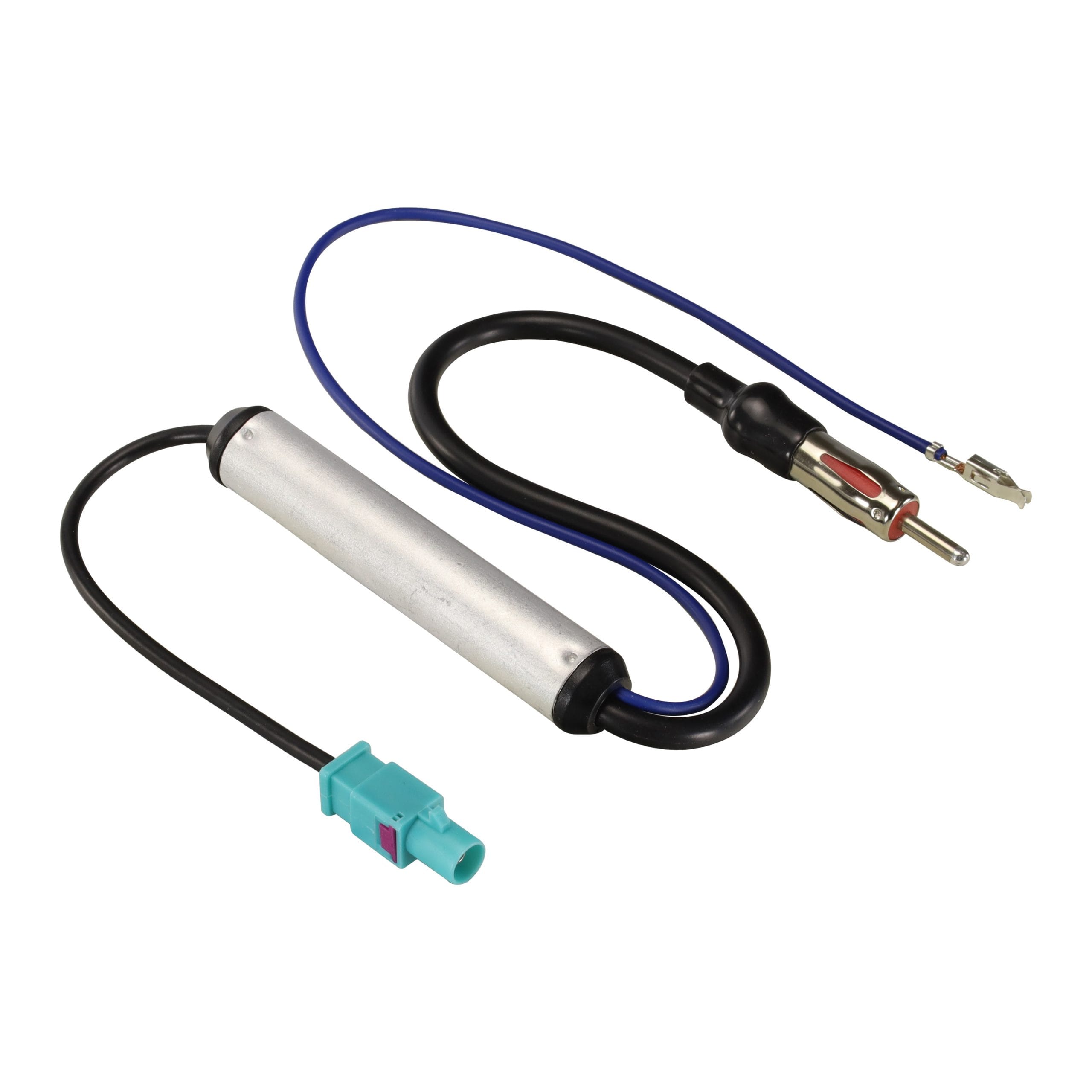 Aerpro APA59 DIN to Fakra head unit antenna adapter with phantom power supply for compatible vehicles.