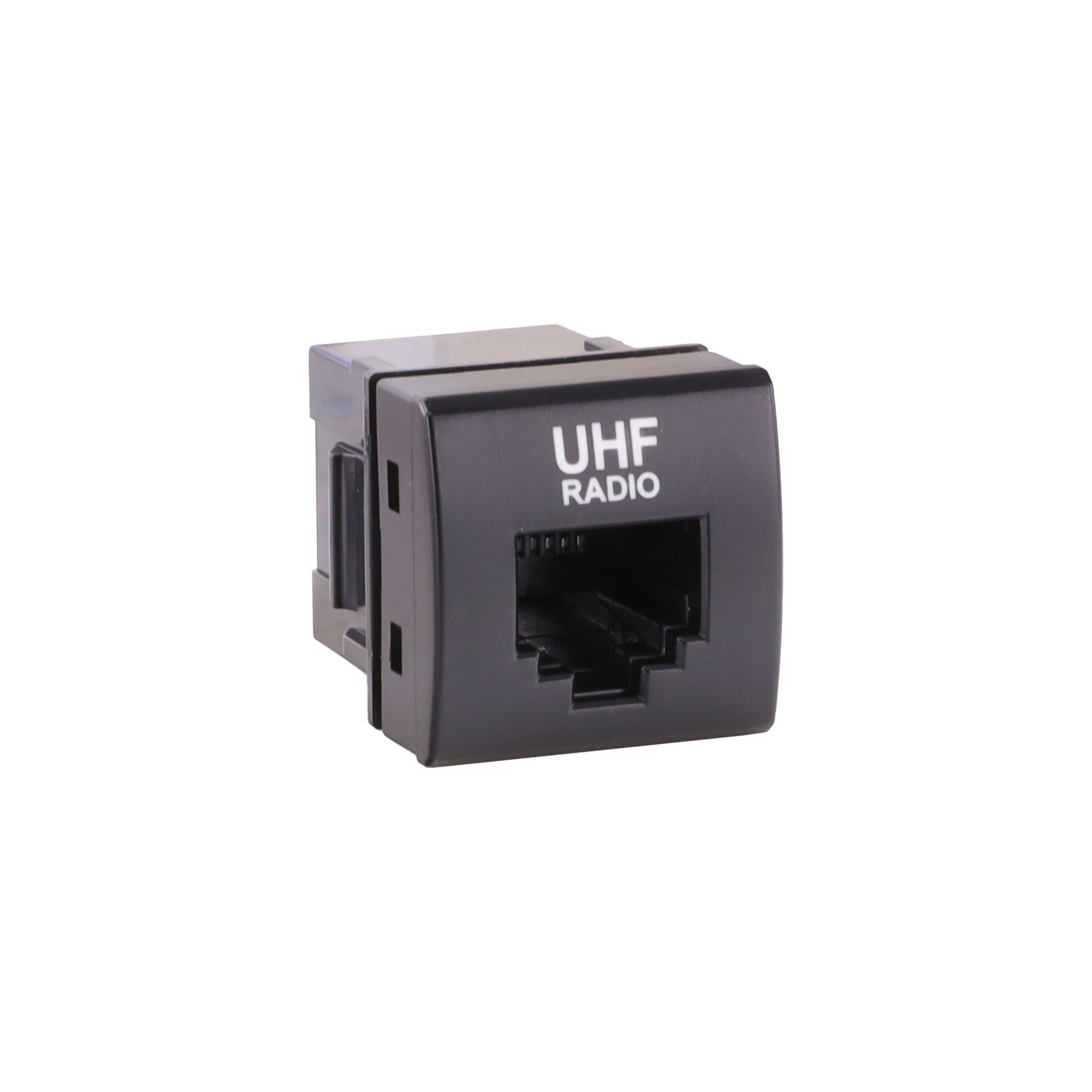 Aerpro ARJ45TO8 23 x 23mm RJ45 pass-through adaptor for selected Toyota vehicles, designed to replace a factory switch blank for remote-microphone UHF radio installations.