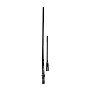 Uniden ATX970 Twin heavy-duty black UHF radome antenna kit with 6.6/3.0dBi gain whips, stainless steel spring, 5m low-loss coax cable, FME connector and PL259 adaptor.