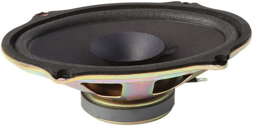 Daichi DC57-40 5x7-inch dual cone oval car speaker with paper cone, whizzer cone, 40W maximum power, 4-ohm impedance and 60mm mounting depth.