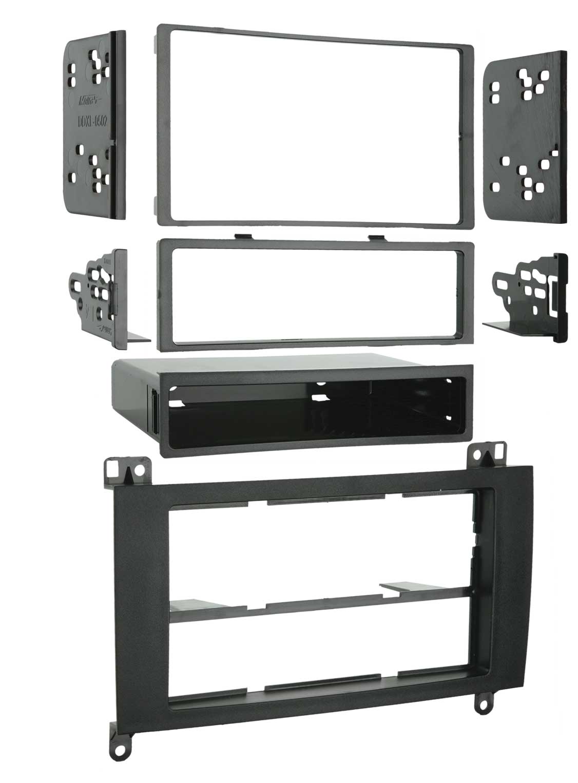 Aerpro FP996512 facia kit for selected Mercedes and Volkswagen vehicles, made from durable ABS plastic for professional aftermarket head unit installation and dashboard-matched fitment.