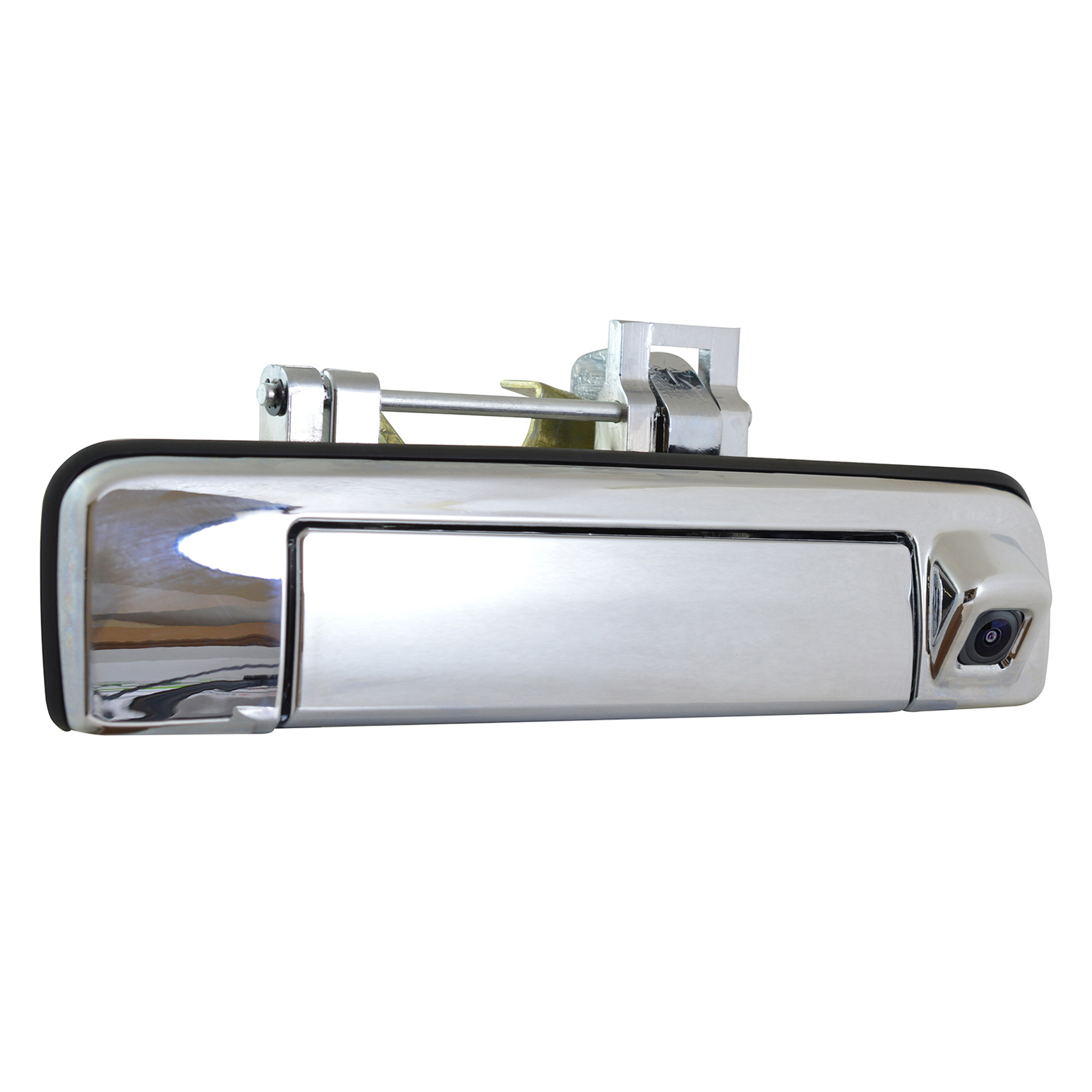 Aerpro G158VC chrome tailgate handle reverse camera for Isuzu D-Max 2012–2015, with 150-degree viewing angle, parking guidelines, mirror image option and IP68 weather protection.