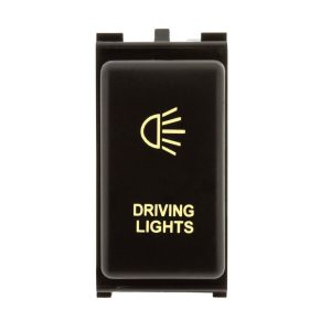 HULK 4X4 HU1440A 12V Nissan driving light push-button switch with amber LED illumination, SPST on/off operation, connector loom and OEM-style push-fit design.