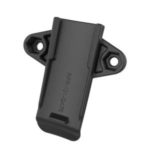 RAM Mounts RAM-HOL-GA76U spine clip holder for Garmin handheld devices with integrated spine connection, compatible with RAM diamond ball bases and socket arms.
