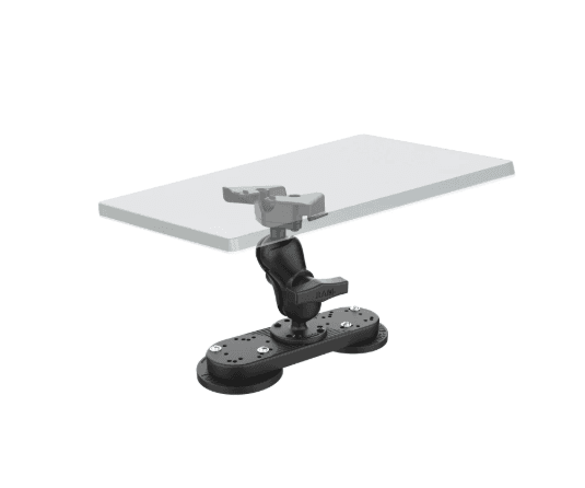 RAM Mounts RAM-202-333-MAG88-B-STA1U Tough-Mag double magnetic heavy-duty mount for Starlink Mini with C Size ball-and-socket arm and custom adapter for ferrous metal surfaces.