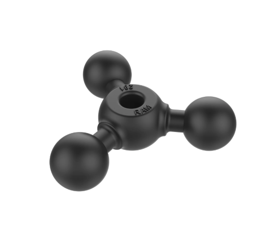 RAM Mounts RAM-289U C Size triple ball adapter with three 1.5-inch rubber balls for creating multi-device mounting configurations with compatible RAM C Size double socket arms.
