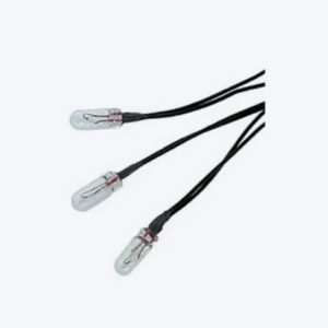 Jaycar SL2673 large 6V white mini lamp with pre-connected blue wiring leads for low-voltage electronic and electrical projects.
