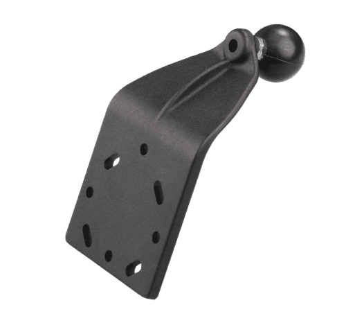 RAM Mounts RAM-B-125BU curved extension base with 1-inch B Size rubber ball, 2.5-inch pre-drilled mounting plate and 45-degree offset for adjustable device positioning.