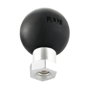 RAM Mounts RAM-B-337U B Size ball adapter with 1-inch rubber ball, 1/4"-20 female threaded hex hole and powder-coated marine-grade aluminium construction.
