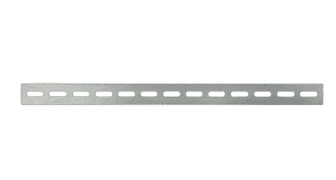 Axis UB3 15-inch metal tail strap measuring 375 x 26mm, with slotted universal mounting pattern for stereo accessories and lightweight automotive electronics.