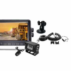 Axis HD5120CK high-resolution caravan rear-view camera kit with 5-inch LCD monitor, two 720p IP69K cameras, infrared night vision, integrated microphones and universal 4-pin connections.