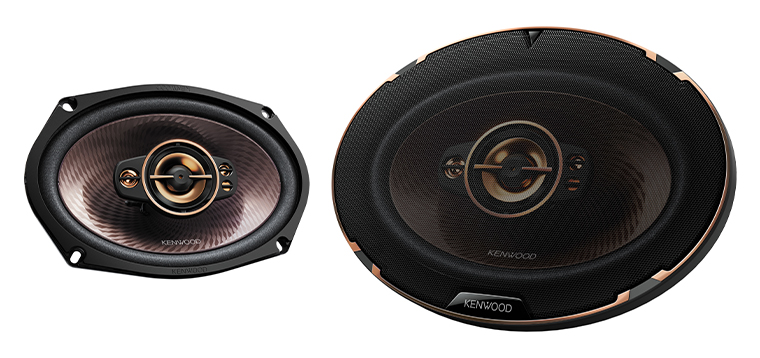 Kenwood KFC-PS1097 4-inch PS Series 3-way coaxial car speaker system with 50W RMS and 150W maximum power handling.