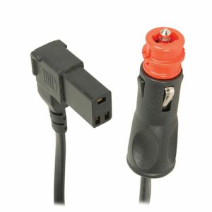 PowerTech PP1984 1.8-metre replacement power cable for Engel fridges, with 3-pin DC fridge connector, cigarette lighter input and 8A current rating.
